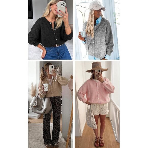 Fall Long Sleeve Cardigans for Women Sweater Fashion Open Front Winter Button Do - Picture 4 of 6